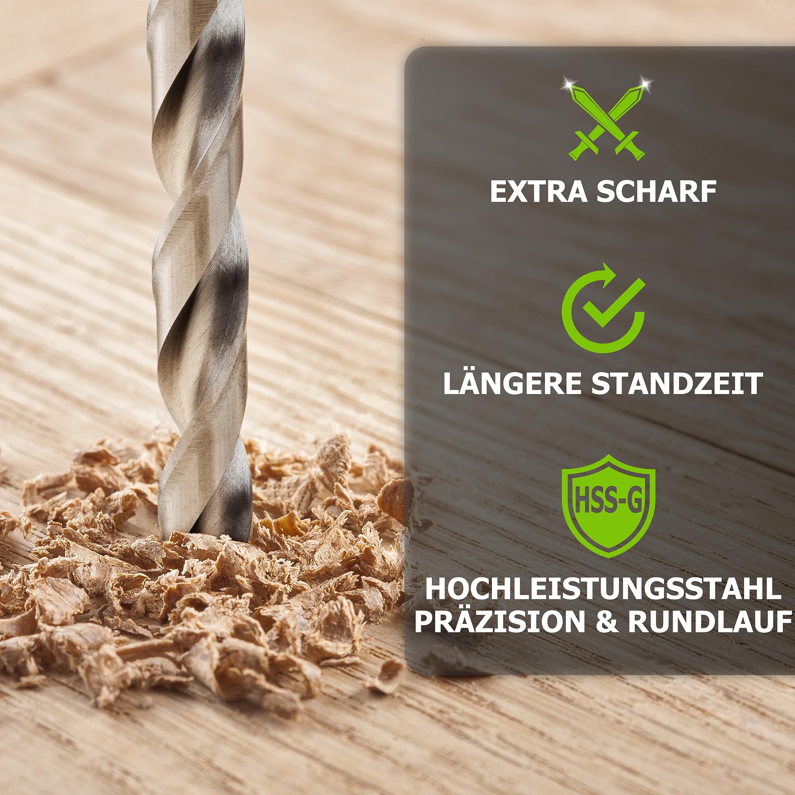 Pinava® Zestaw wiertła do drewna 1-13 mm trwałe ostre i precyzyjne 25-częściowy HSS-G