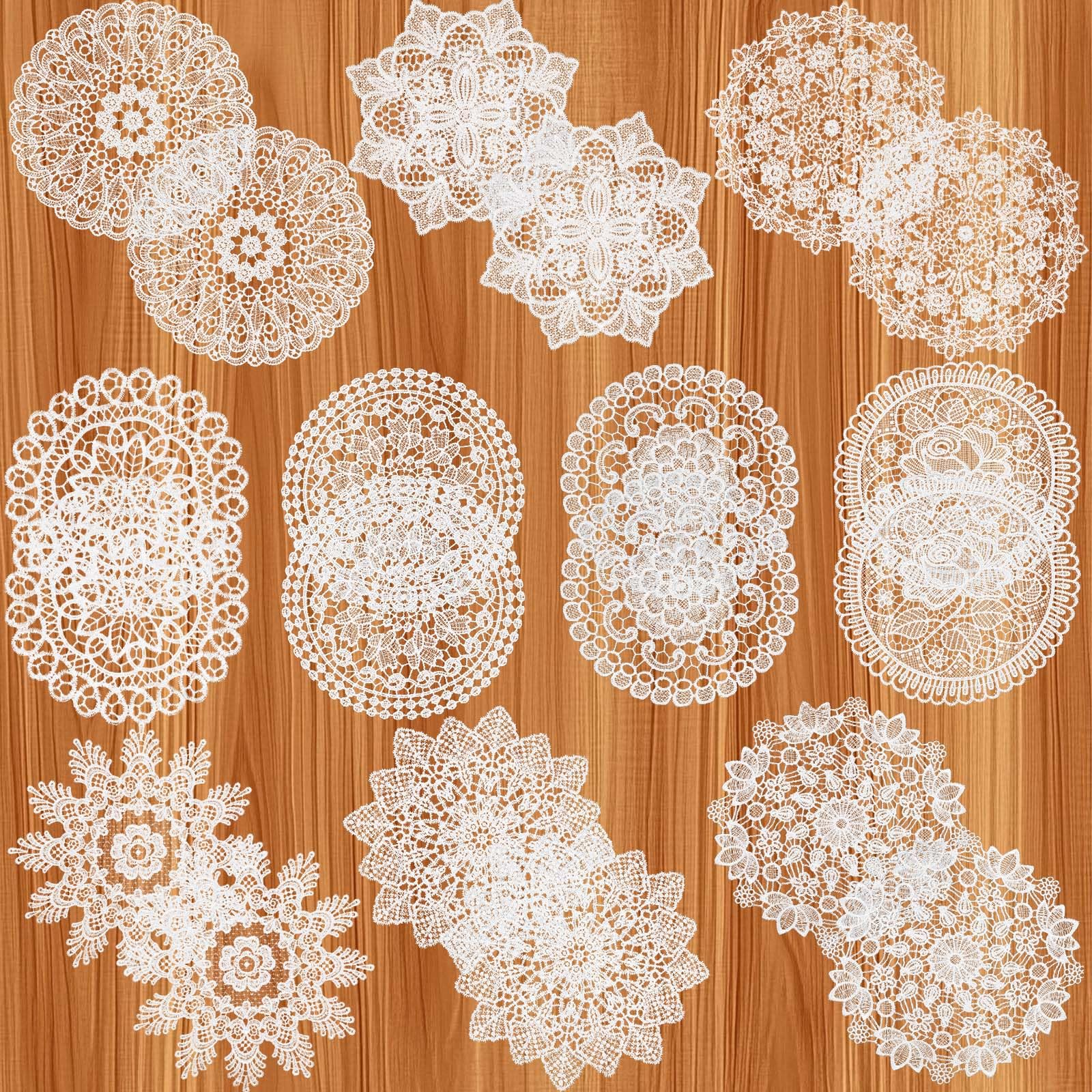 Dentelle blanche de table JIEYAO napperons vintage fait main en polyester de qualité