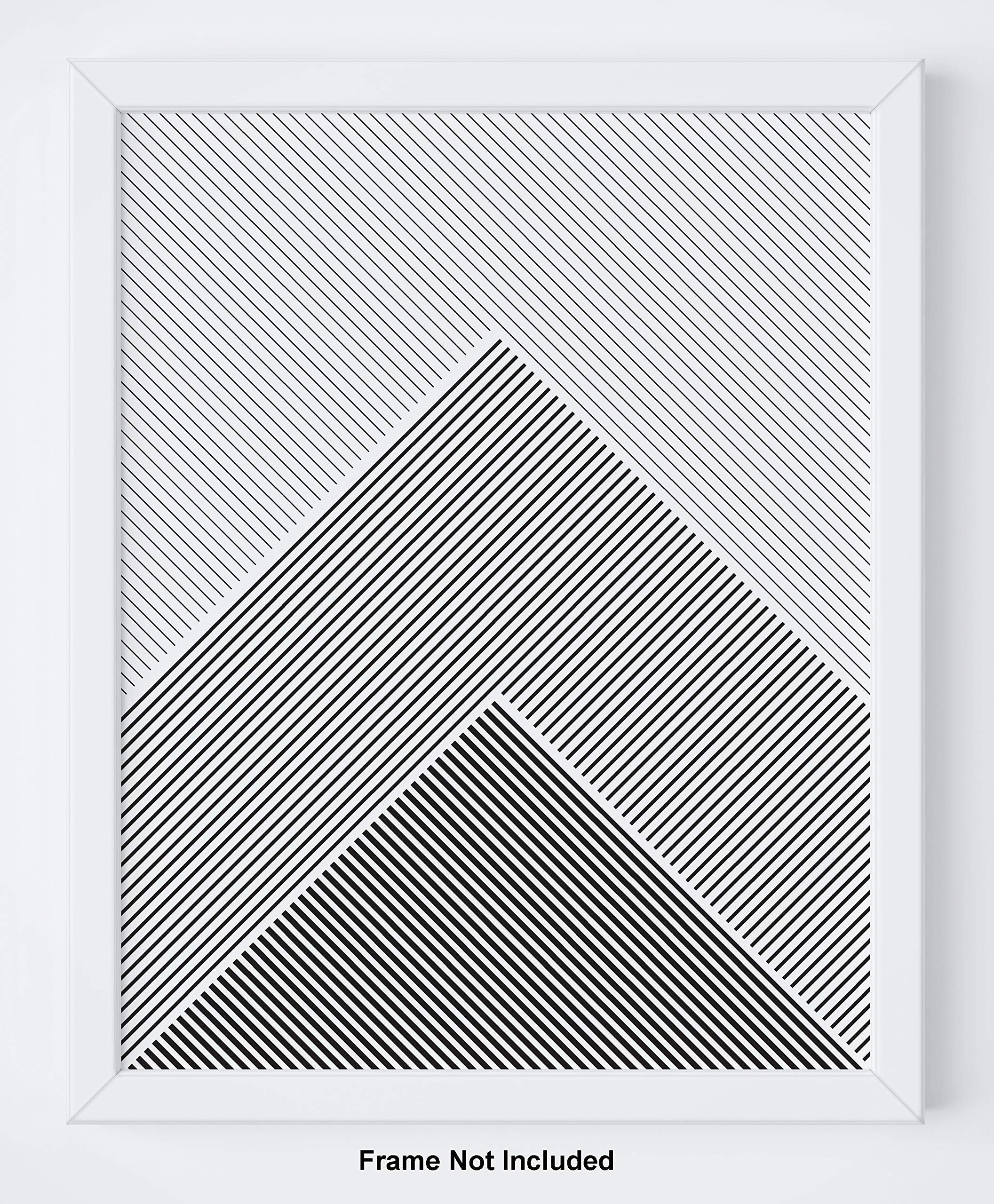 Abstract Geometric Wall Art Print - 11x14" UNFRAMED Print - Modern, Minimal, Black And White Stripes Line Decor - Scandinavian, Nordic, Mid Century Modern Decor