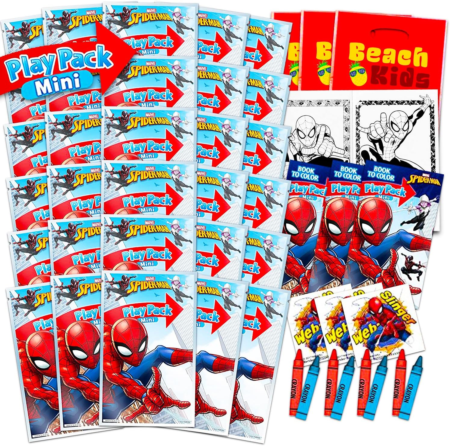 Marvel Spiderman Party Favors for Kids Bundle - 24 Mini Activity Packs