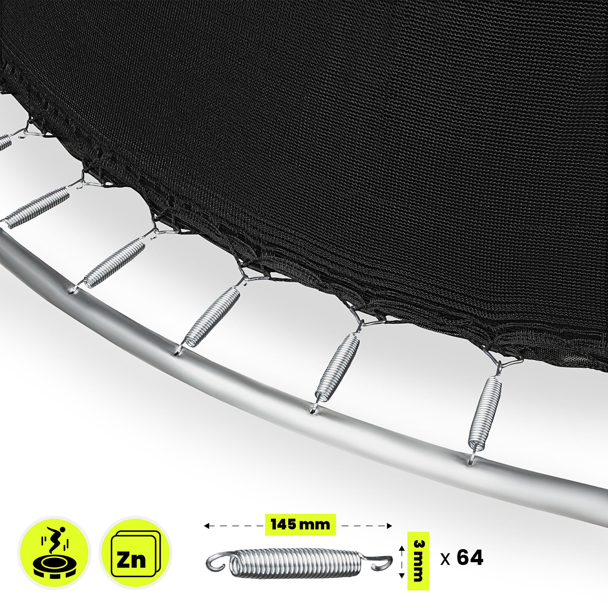 Hypermotion Trampoline Exterieur Enfant 3 Ans 244/305/366/430/487 cm Séchage Rapide et Déperlant – Excellente Élasticité de Saut – Trampoline de Jardin avec Filet de Sécurité