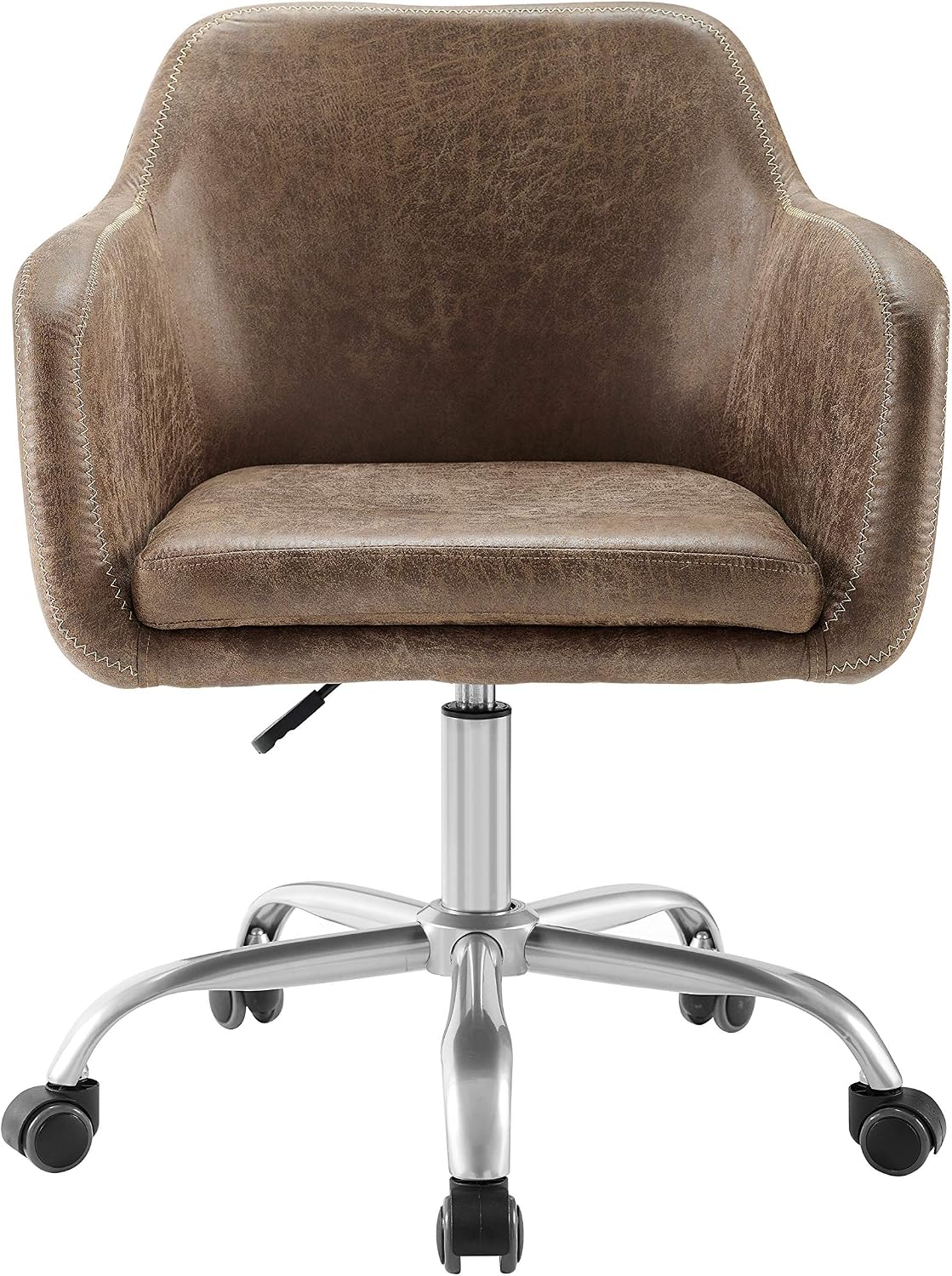 Linon Home Décor Brooklyn Silver Office Chair, Brown