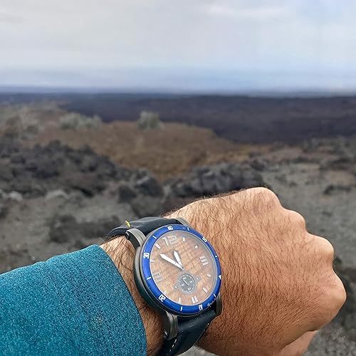 Miniatura 8 de "The Waterman" Hawaiian Koa Wood Watch (1.850 in, Gunmetal & Silicone), plomizo, Hawaiano, Hawaii, Playa, Náutico, Waterman, Surf, Remo, Outrigger,