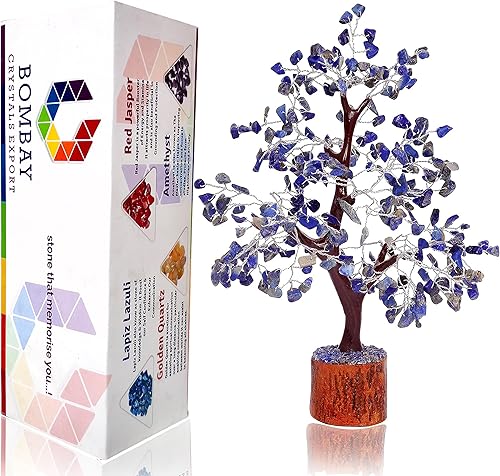 Árbol de cristal de lapislázuli, piedra preciosa de Feng Shui, piedras de chakra de garganta, decoración de cristal, árbol de dinero bonsái