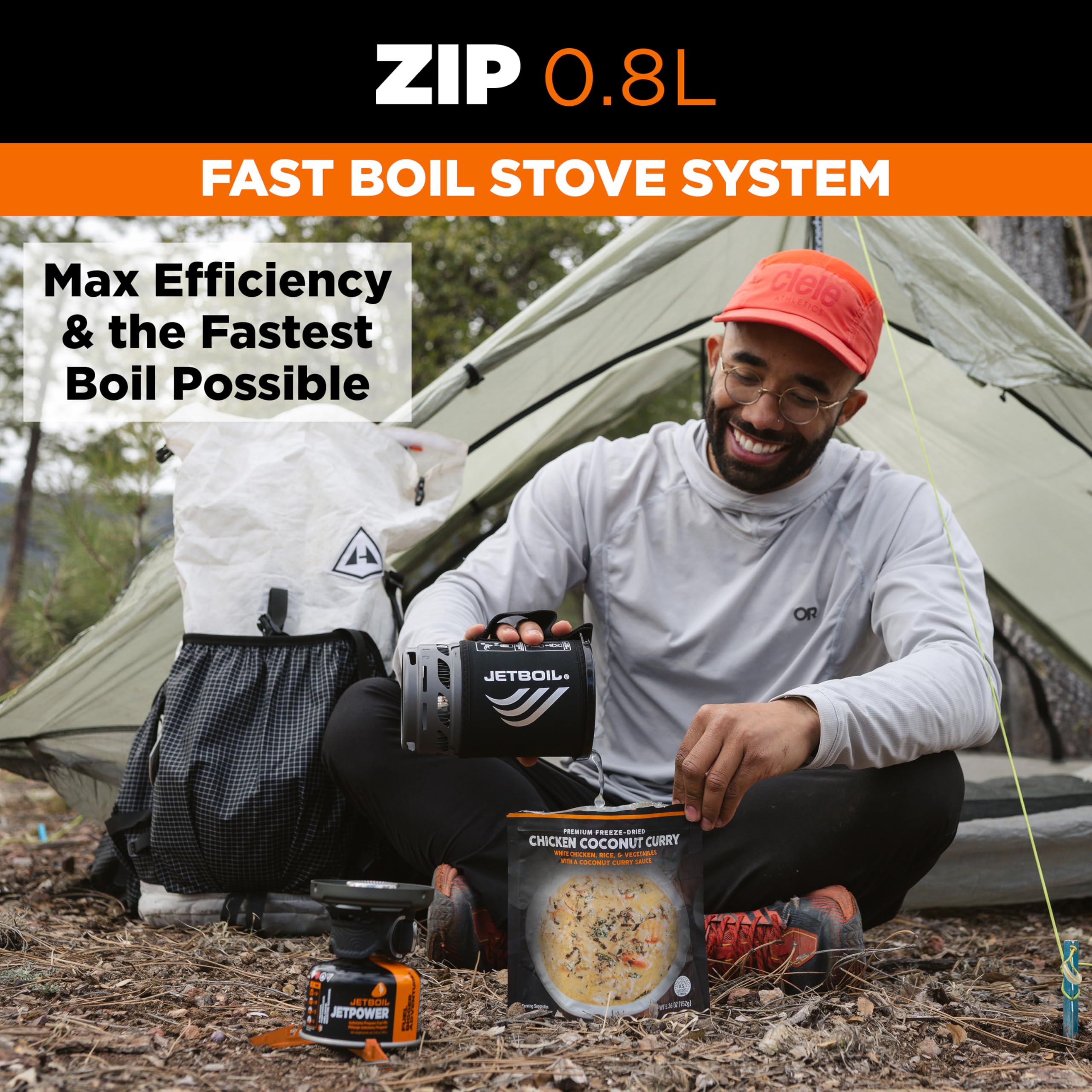 Jetboil Zip 0.8L Portable Fast Boil Stove with Easy-Turn Knob