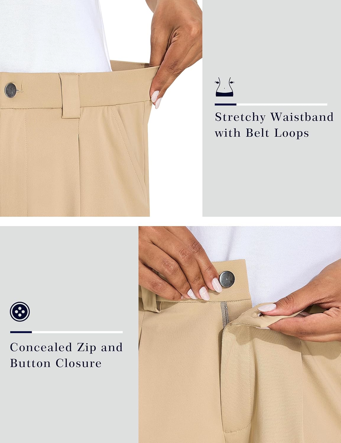 KPSUN Womens 5" Golf Dressy Shorts Stretchy Lightweight Bermuda Short with Pockets Button Closure for Casual Summer Work