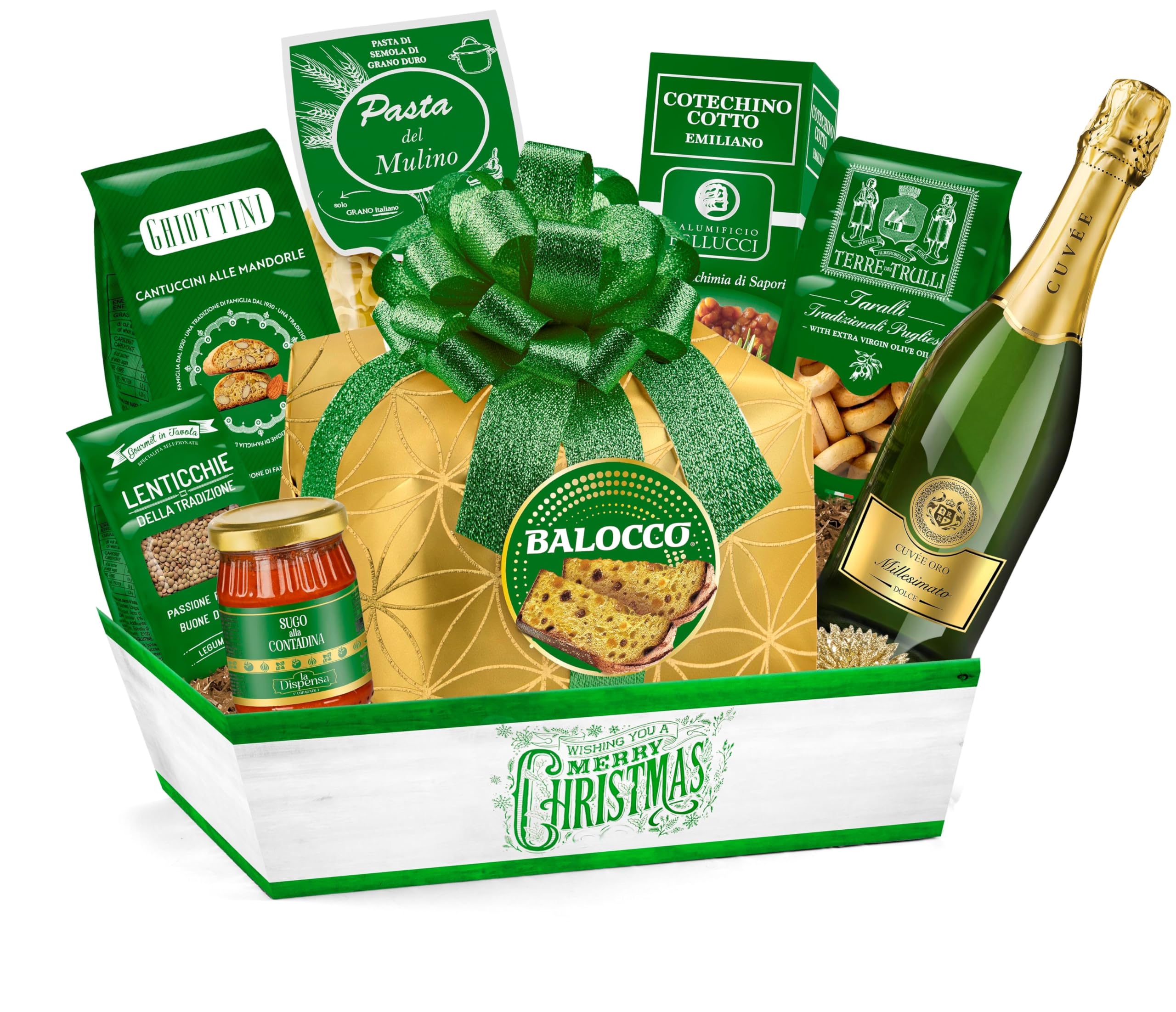 Cesto Natalizio Regalidea “Sapori Antichi” con Specialità Gastronomiche Tipiche di alta qualità - Confezione Regalo di Natale Gourmet da 8 Pezzi