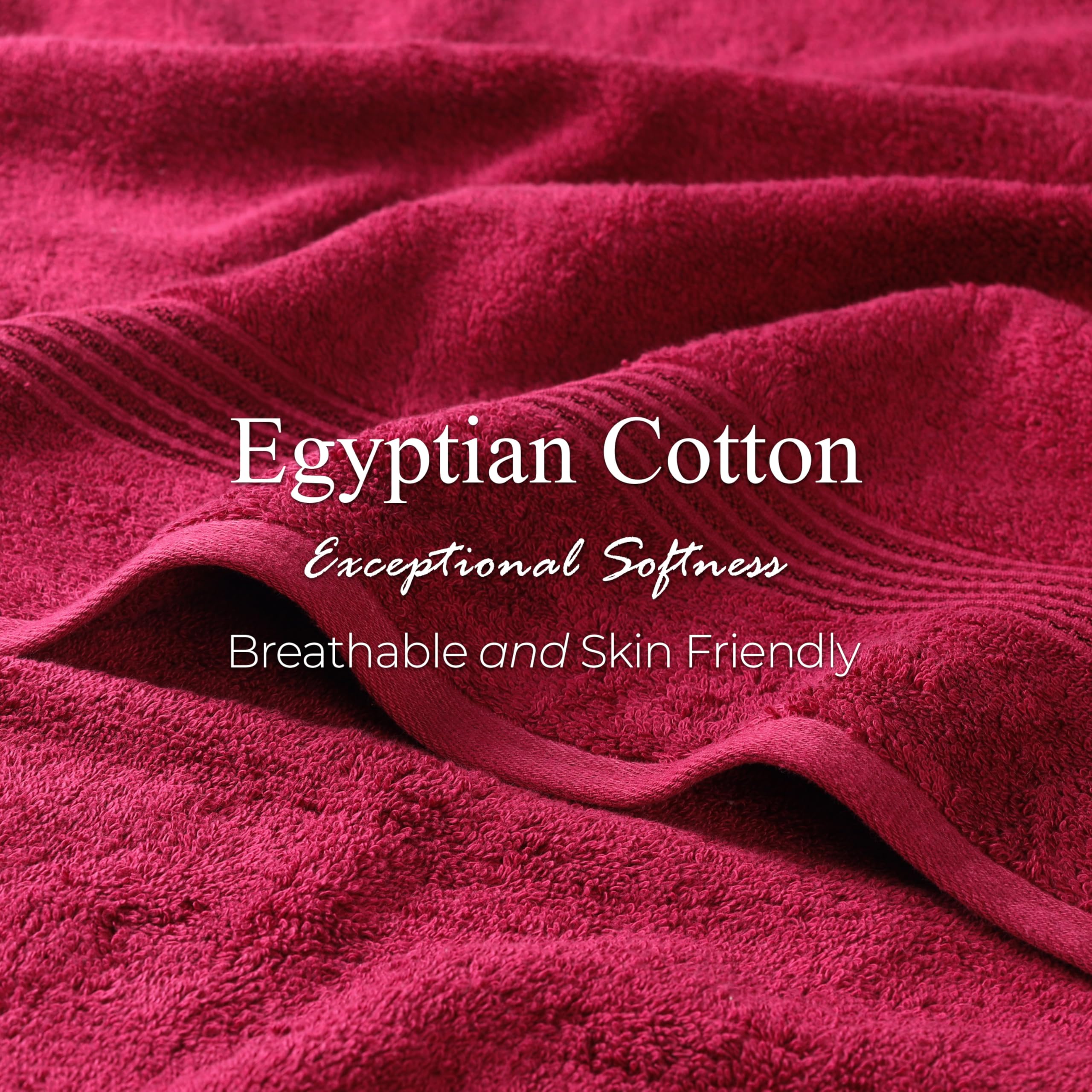 Superior Egyptian Cotton 8-Piece Hand Towel Set, Towel Basics For Quick Dry, Absorbent Small Towels, Facial, Spa, Kitchen, Bathroom Essentials, Apartment, Guest Bath, Soft, Washcloth, Burgundy