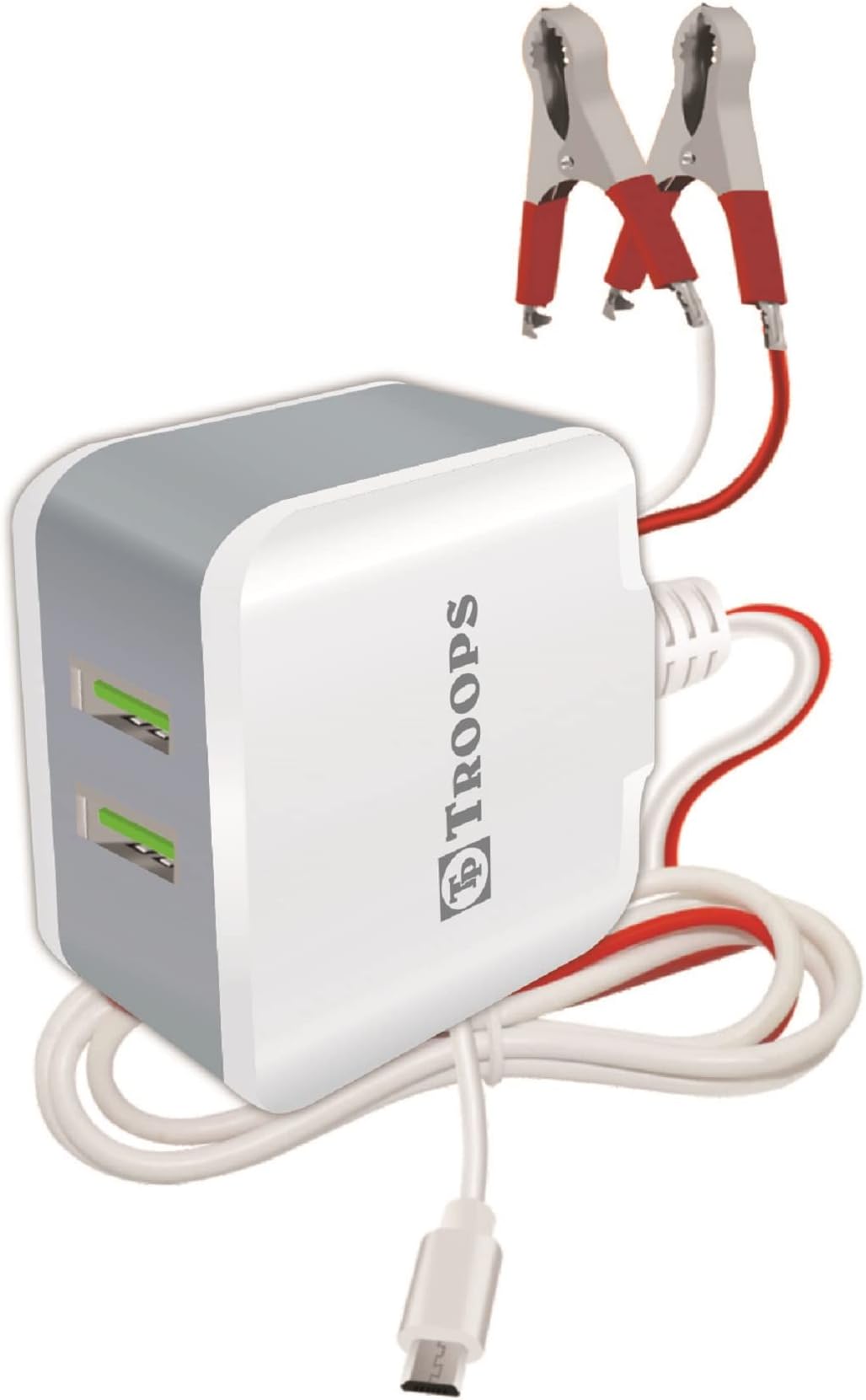 TP TROOPS 3.1A Dual Usb-In-24 V Dc Mobile Charger Dc Input 2 In 1 Mobile Charger Dc Battery With Mobile Charger, Black