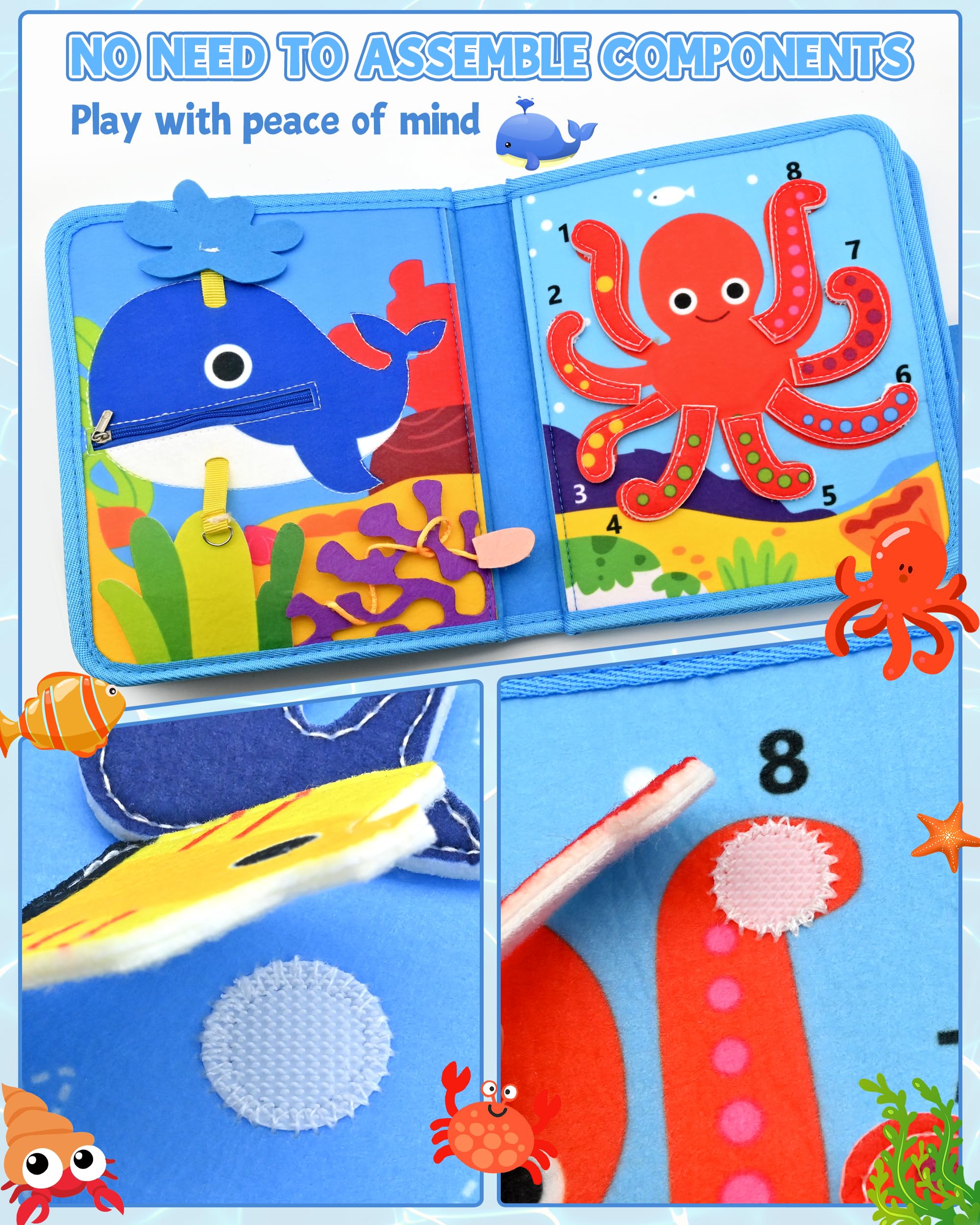 Zabawka dla niemowląt 1 rok Busy Board Montessori, wiek 1 rok, z 6 warstwami desek, zabawka dla dzieci w wieku 1, 2, 3, 4 lata, zabawki do aktywności i rozwoju, prezent dla dzieci w wieku 1–3