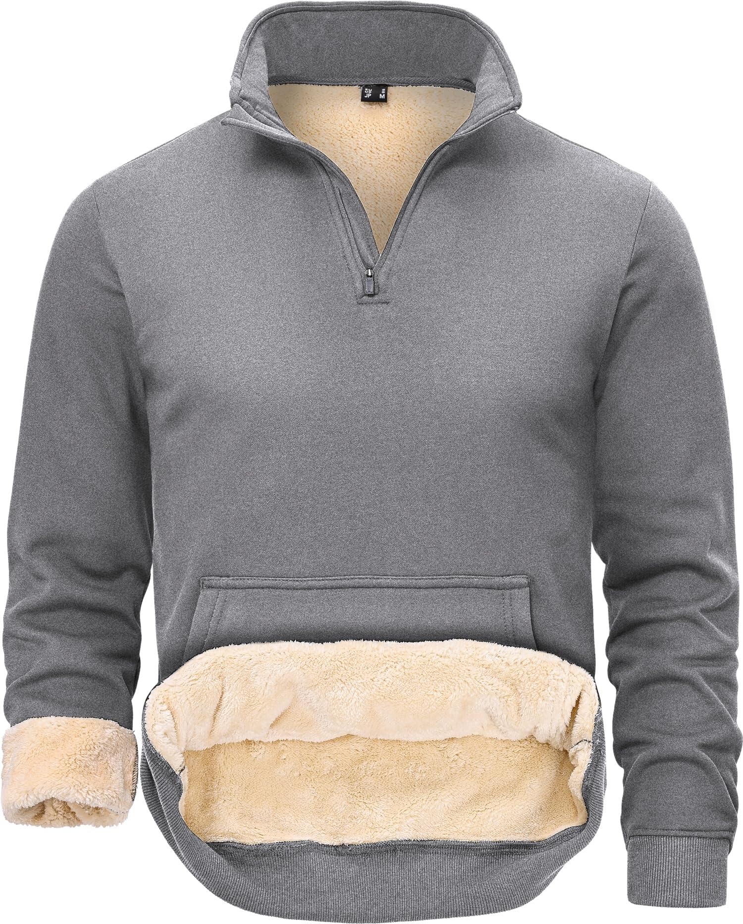 Peakwell Herren Pullover 1/4 Zip Gefütterte Sweatshirts Winter Sweaters | Warm Gefüttert, 1/4-Reißverschluss Stehkragen, Kängurutasche, Verstärkte Doppelnaht, für Arbeit, Freizeit & Alltag