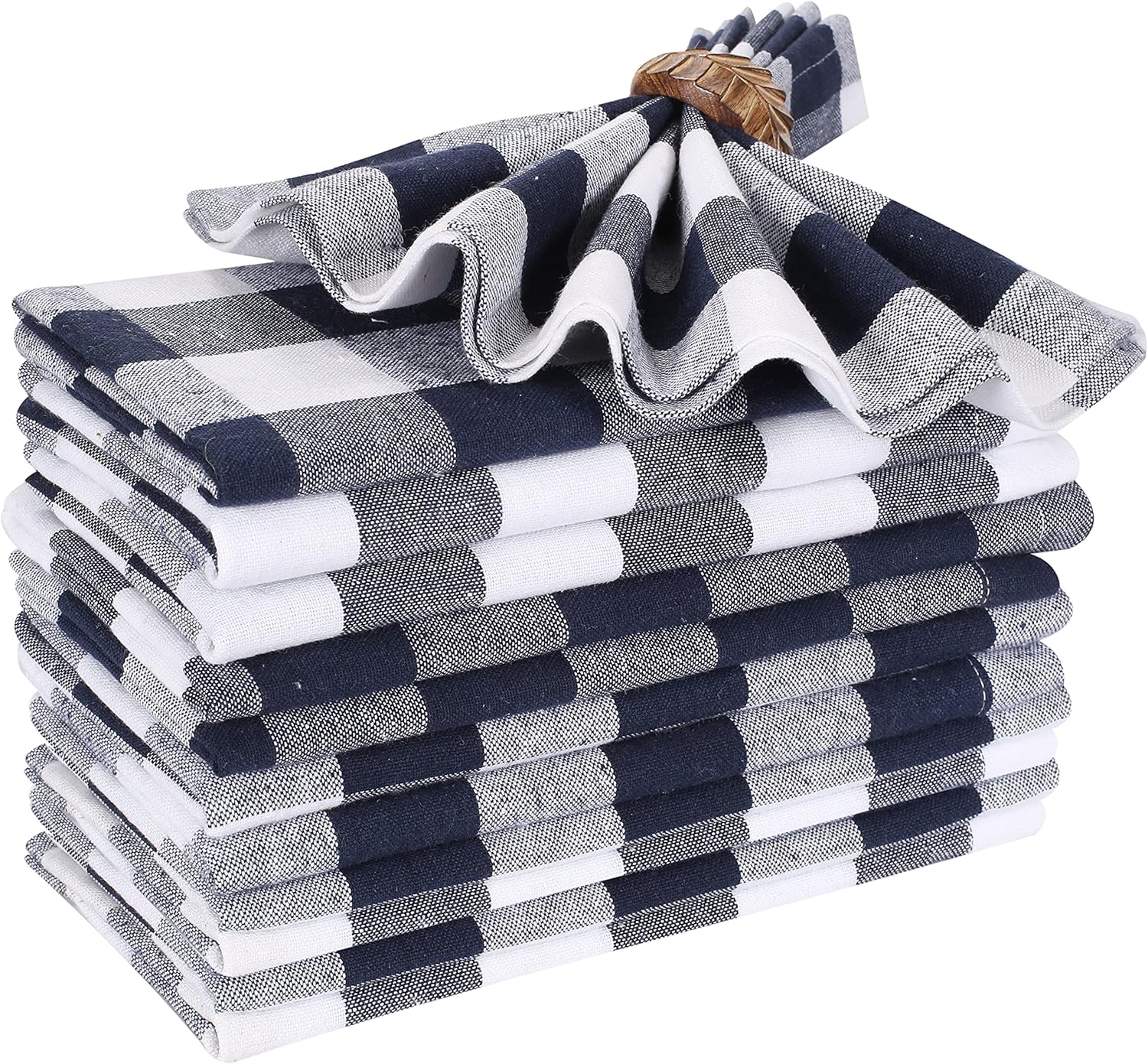 Cloth Dinner Napkin Gingham Plaid Check Fabric 18X18 Navy