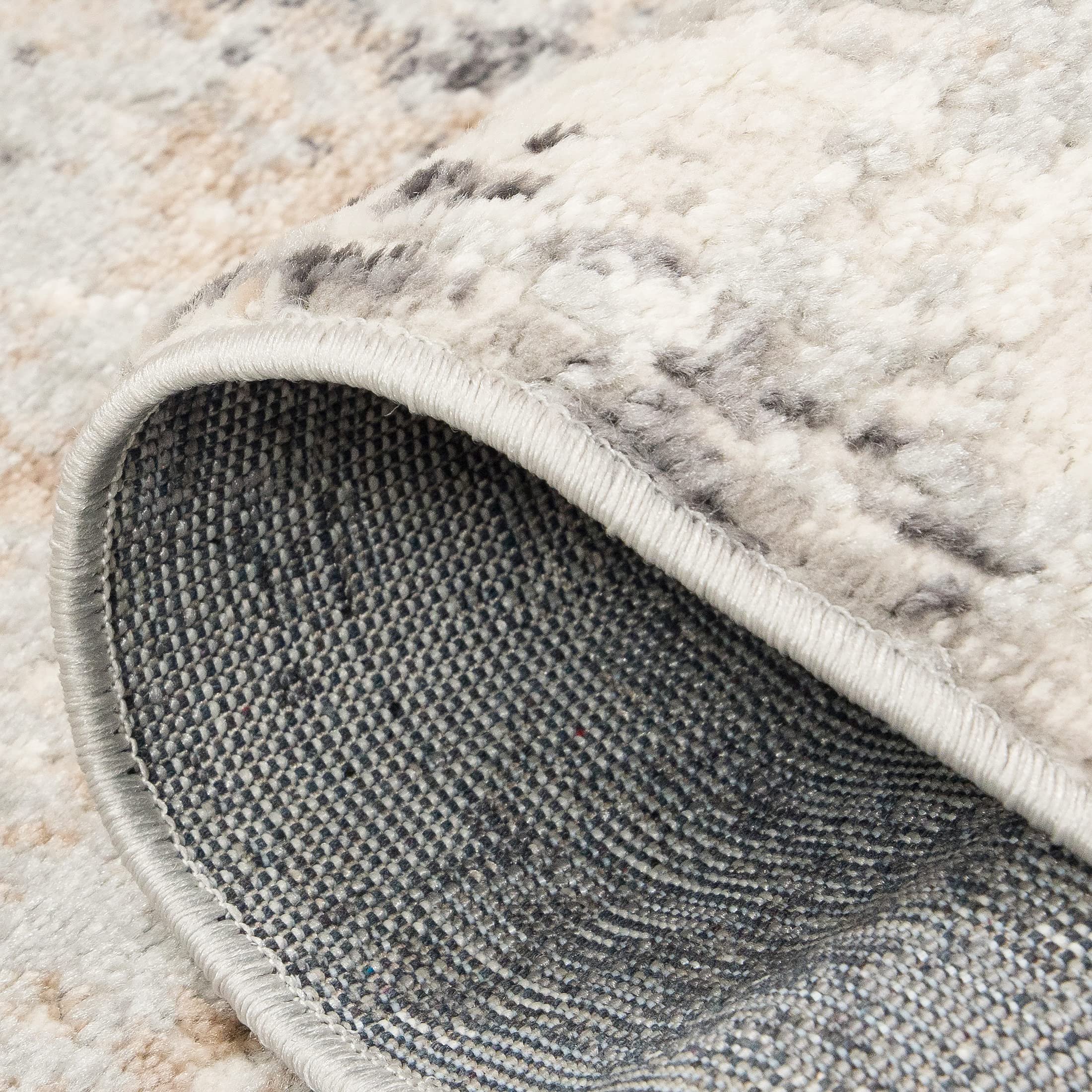 Carpeto Rugs Abstraktes Vintage Designer Teppich - Kurzflor - Weich Teppich für Wohnzimmer, Schlafzimmer, Esszimmer - ÖKO-TEX Wohnzimmerteppich - Teppiche - Beige Grau 1-120 x 170 cm