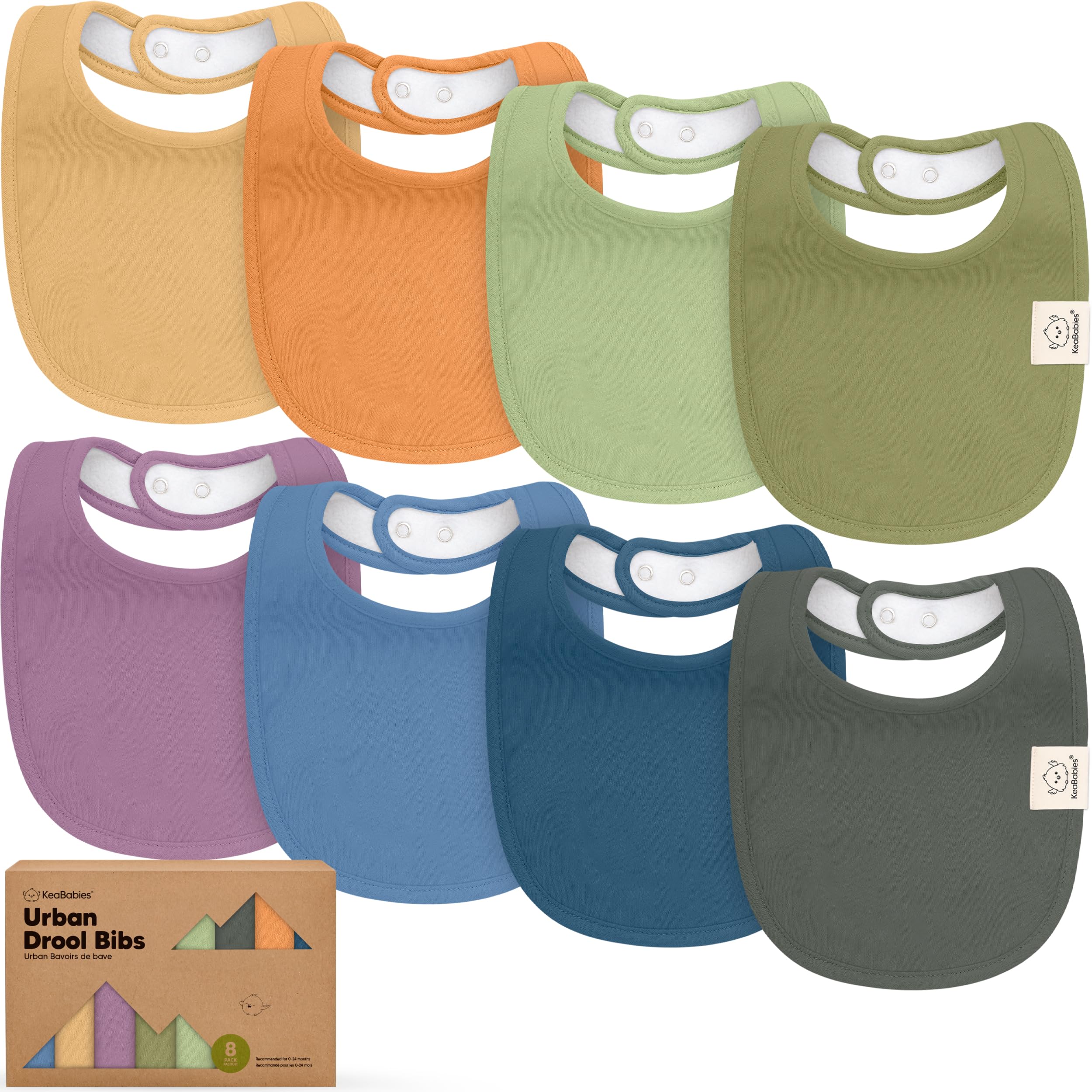 8-Pack Organic Baby Bibs for Boys, Girls - Soft Cotton Drooling and Teething Bibs for Baby Girl & Boy, Extra Absorbent, Easy To Clean & Put On for