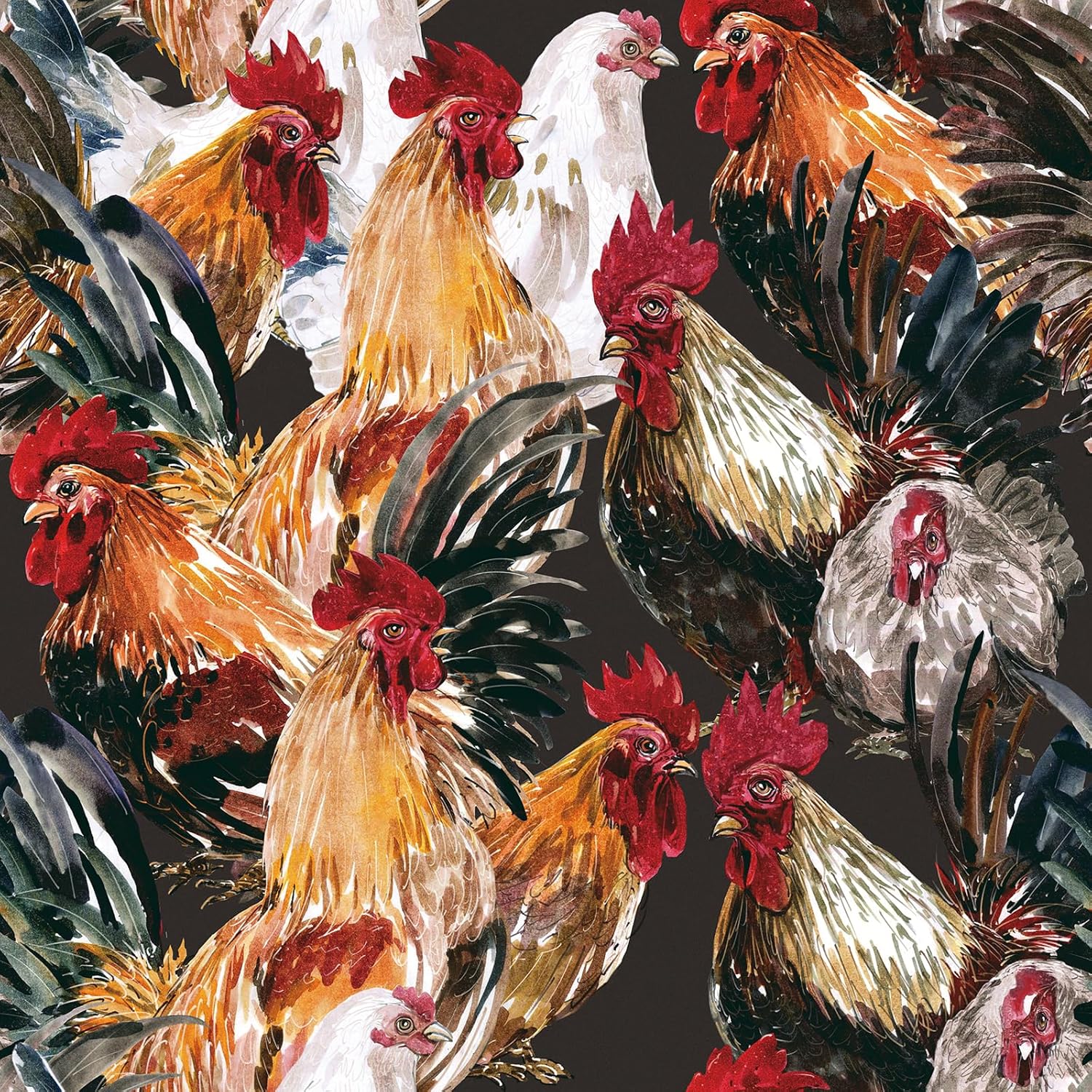 Livelynine 17.5x276 Black Chicken Wallpaper Peel and Stick for Kitchen Cabinet Covering Vinyl Kitchen Wall Paper Waterproof Removable Farmhouse Rustic Brown Contact Paper Dishwasher Cover Boho Chic