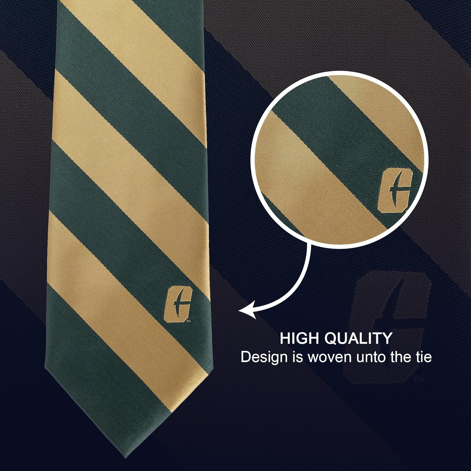 Desert Cactus University of North Carolina - Charlotte Neck Tie UNCCForty Niners 49ers 100% Polyester Necktie with Logo, Officially Licensed (Style A)