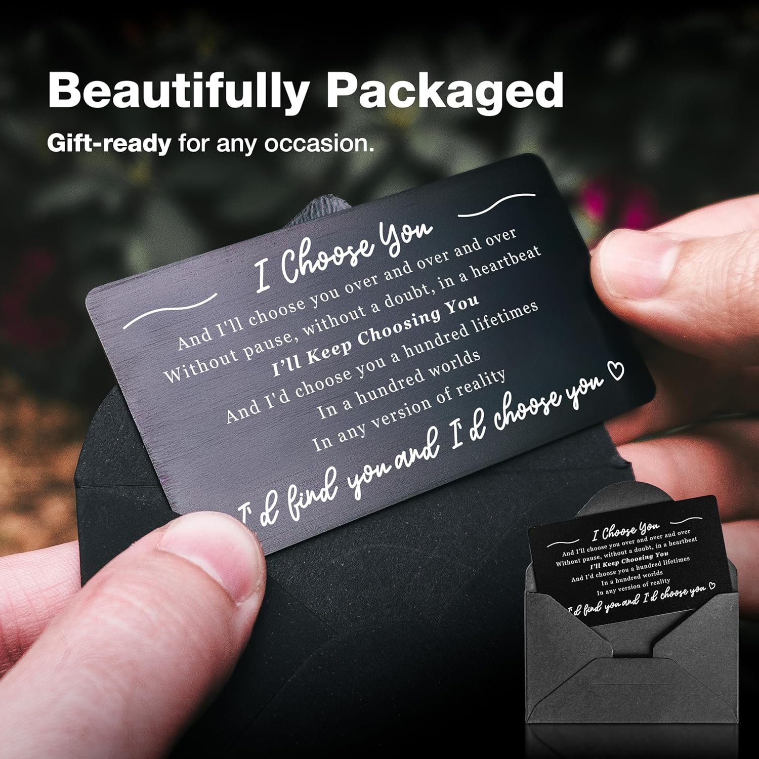 Engraved Wallet Card – Meaningful Love Gift for Partner, Anniversary, Birthday, Valentine’s Day, Wedding | I Choose You Keepsake for Him or Her - Image 5