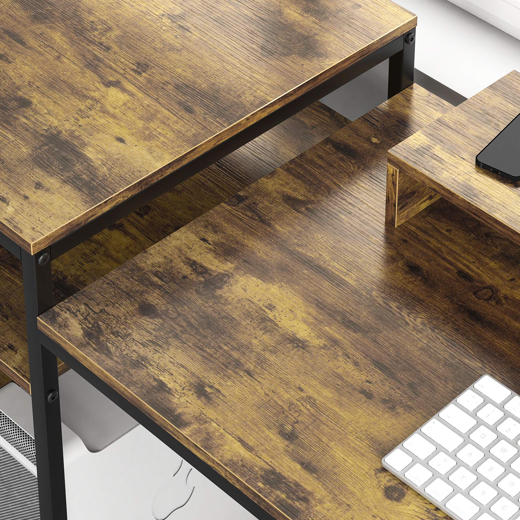 Buy HYPIGO White Computer Desk with 4Tier Storage Shelves, 63 Inches