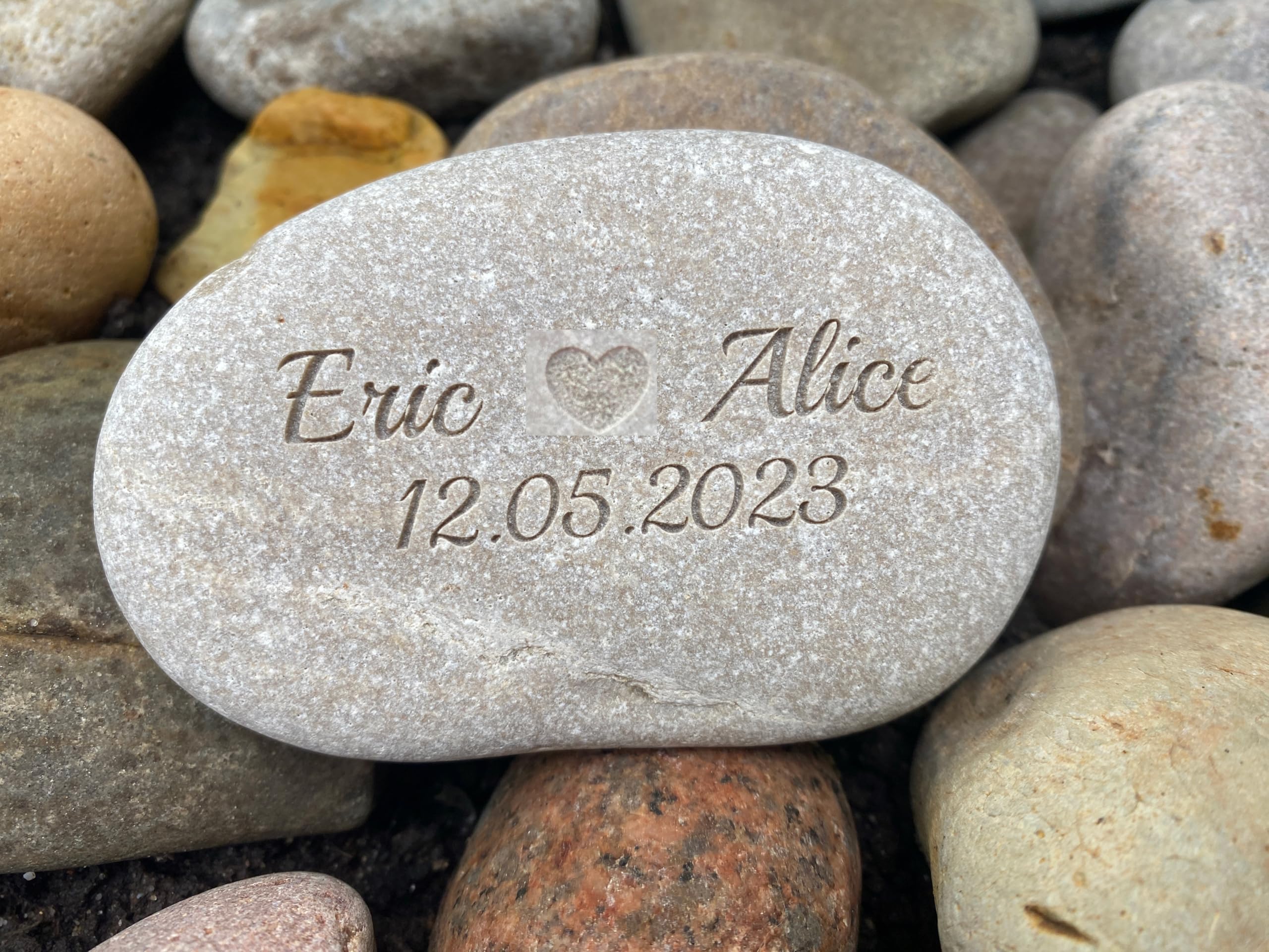 Uktmall Color Of Natural Stone 5-7 Cm Personalised Engraved Natural Stone, Large, Marriage Anniversary & Birthday, Date, Grave Marker, Memorial, Thank You Gift