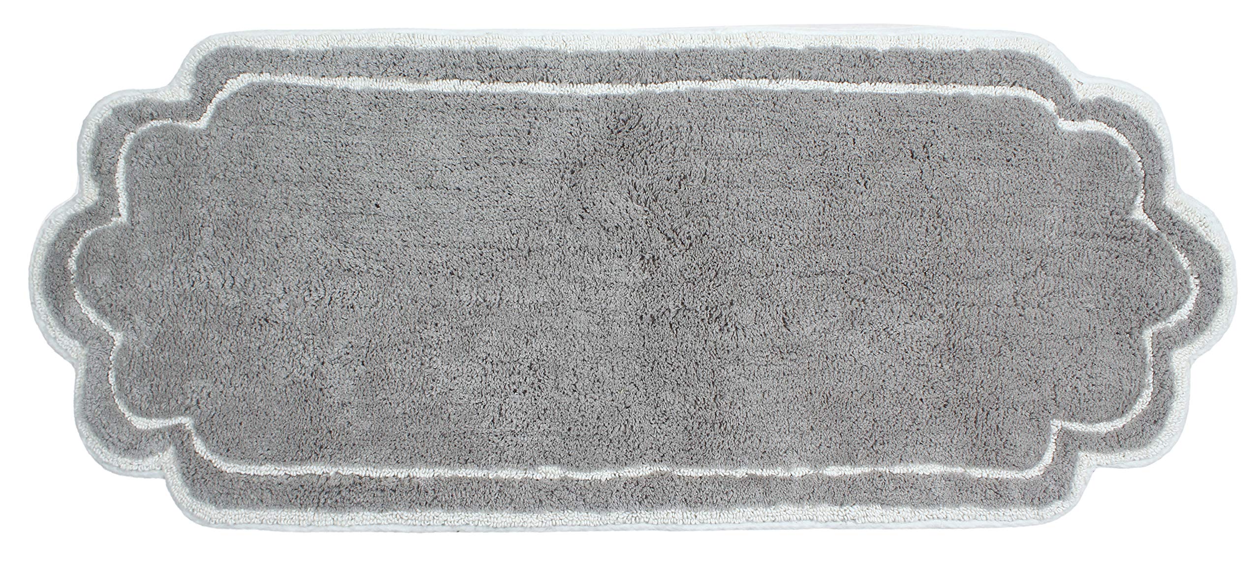 Home Weavers Allure Collection 100% Cotton Tufted Bathroom Rug, Soft and Absorbent Bath Rugs, Non-Slip Bath Carpet, Machine Wash Dry Bath Mats for Bathroom Floor, 21"x54" Runner, Gray