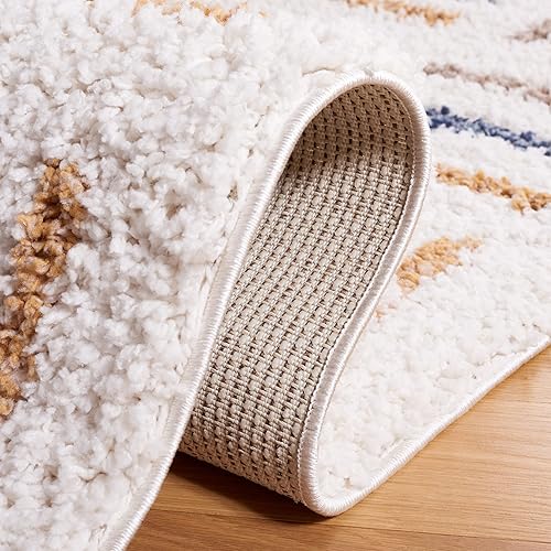 Miniatura 6 de Safavieh Calico Shag Collection CLC112A - Alfombra geométrica de 8 x 10 pies color marfildorado no desprende pelusa 16 pulgadas de grosor