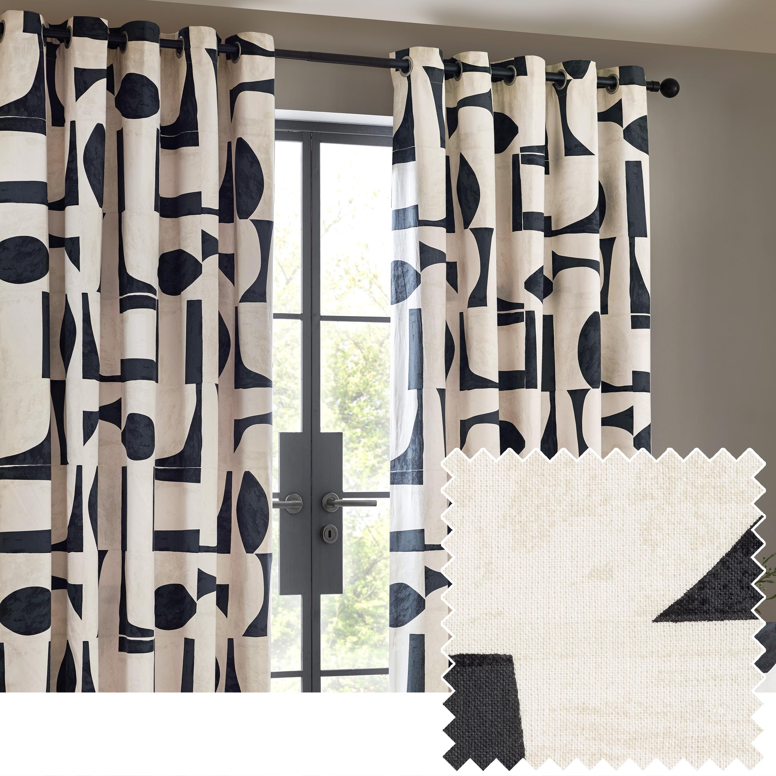 furn. Hoem Carro Abstract Geometric Eyelet Curtains, Dusk