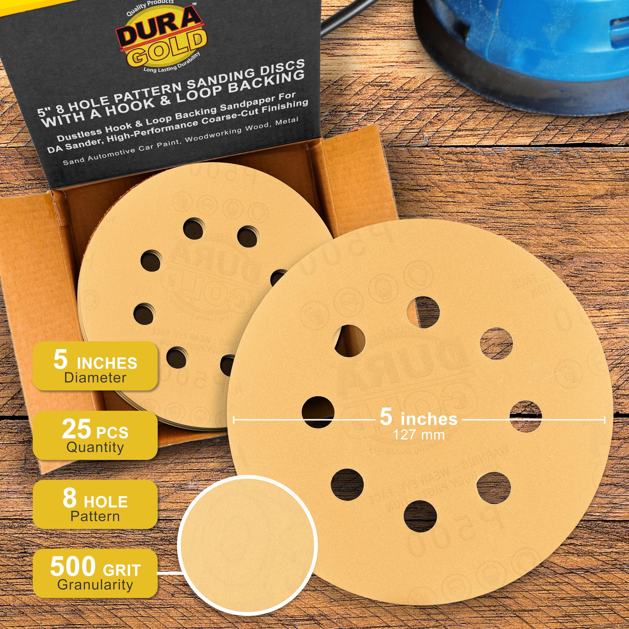 Dura-Gold 5" Sanding Discs - 500 Grit (Box of 50) -2