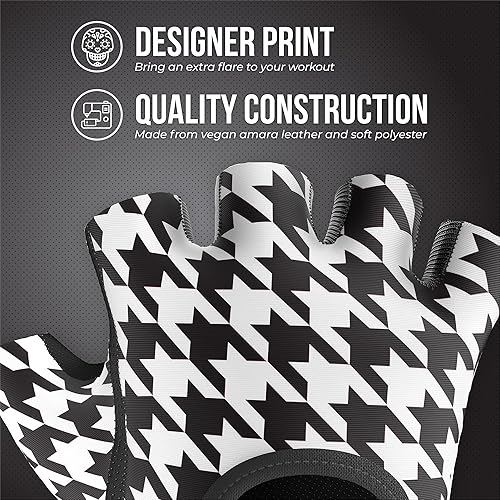 Miniatura 4 de Contraband Pink Label 5257 - Guantes de elevación con estampado de pata de gallo (par) - Ligeros veganos medianos acolchados de microfibra amara