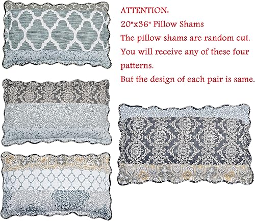 Miniatura 9 de Juego de 10 colcha Plus (juego de 10 piezas), colcha acolchada de microfibra ligera y reversible con diseño floral para todas las estaciones,