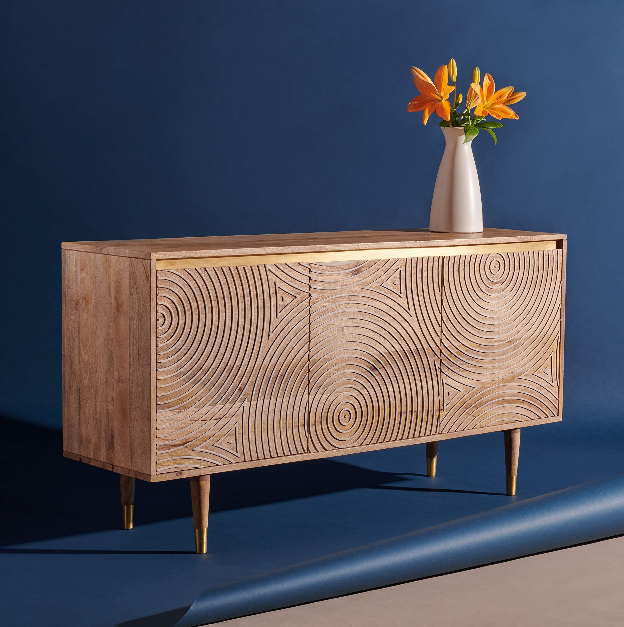 SAFAVIEH Couture Collection Dalvin Natural and White Wash Wood Sideboard