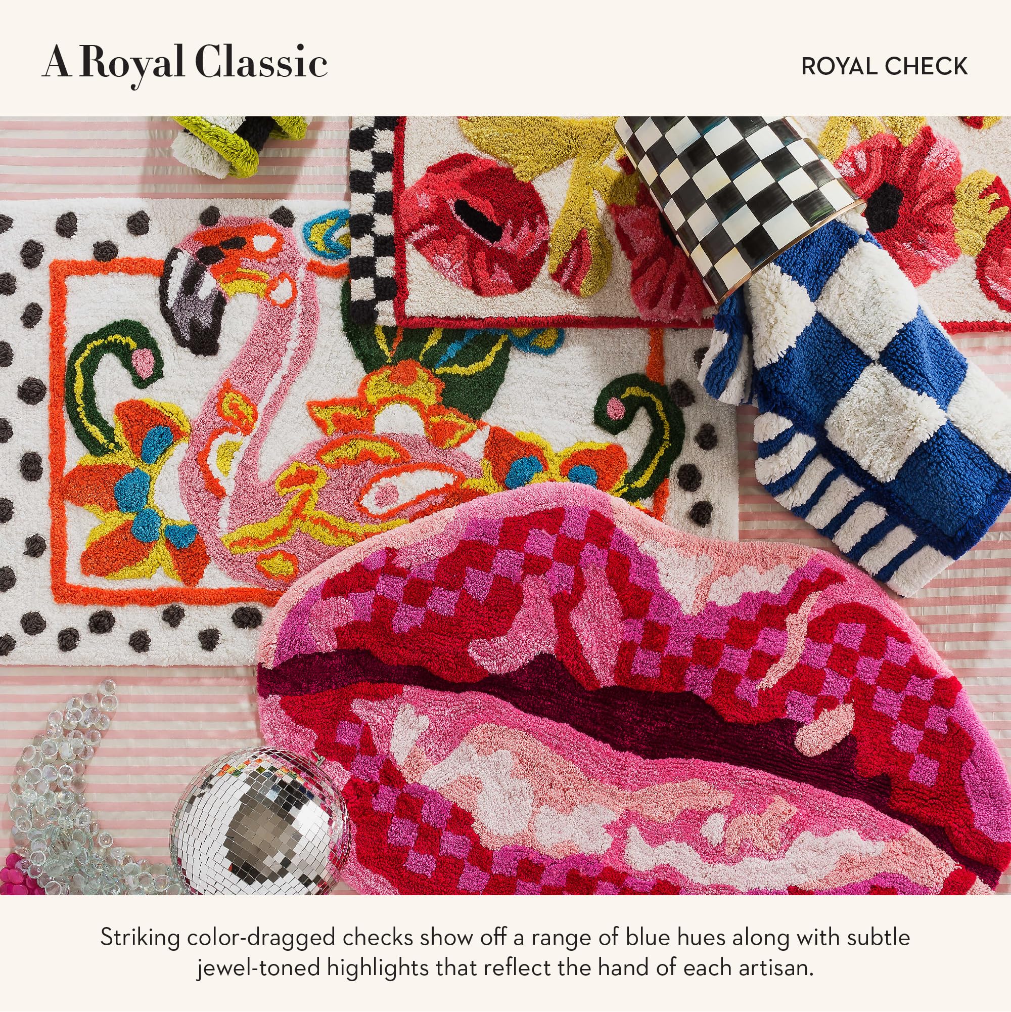 【新品・タグ付き】MACKENZiE-CHiLDS  CHECKラグ Amazon.com: MACKENZIE-CHILDS Bath Rug, Bath Mat for Bathroom