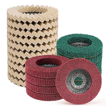 10Pcs Wool Flap Disc + 10Pcs 180 & 320 Grit Nylon Fiber Flap Disc 4 1/2 Inch Angle Grinder Attachment for Metal & Wood Surfaces