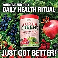 Vista 6 de Country Farms Sabor Orgánico Super Greens Berry, 50 Súper Alimentos Orgánicos, Repleto de Fibra, Mezcla de Bebida Orgánica USDA, Frutas, Verduras