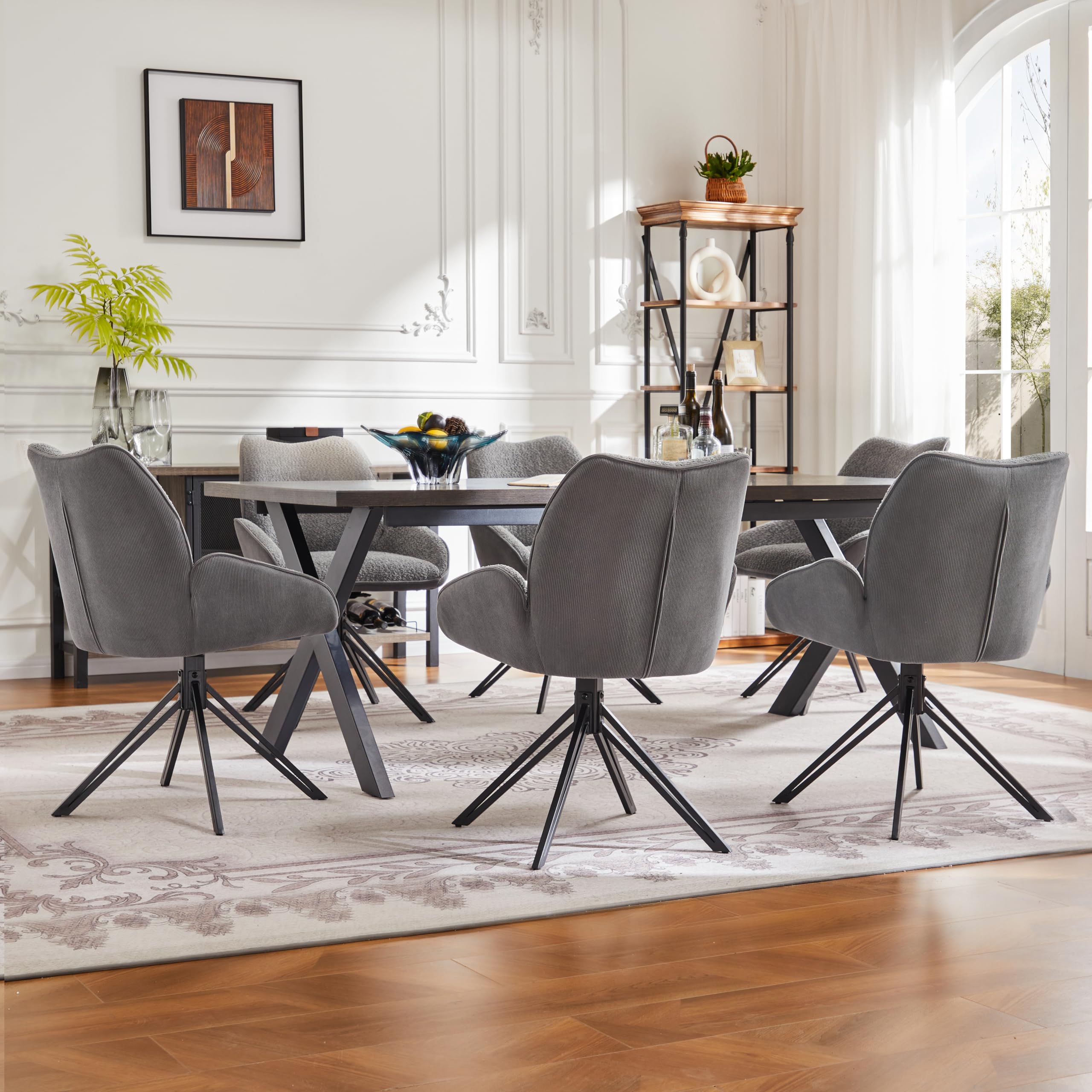 Lot De 6 Chaises De Salle à Manger Pivotantes Anthracite - Design Moderne