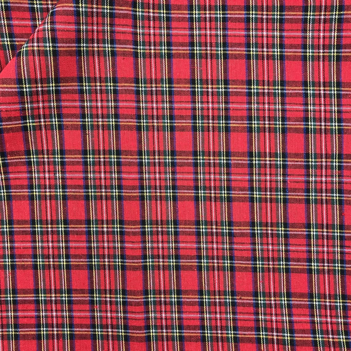 Red Tartan Plaid Fabric 130GSM Cotton for Sewing Holiday Decor Homespun Rag Quilting Christmas Ornament, 57" Wide x 1 Yard Pre-Cut