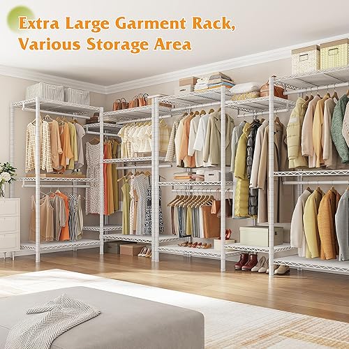 Miniatura 3 de Raybee Perchero de ropa para colgar ropa, perchero en forma de L para esquina de 900 libras, perchero de ropa resistente 74.5 pulgadas de ancho x 18