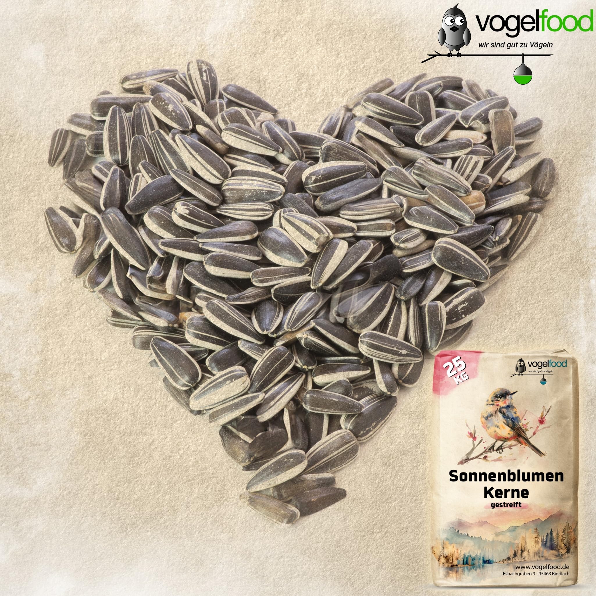 Vogelfood gestreifte Sonnenblumenkerne Marke Vogelfood 25 kg