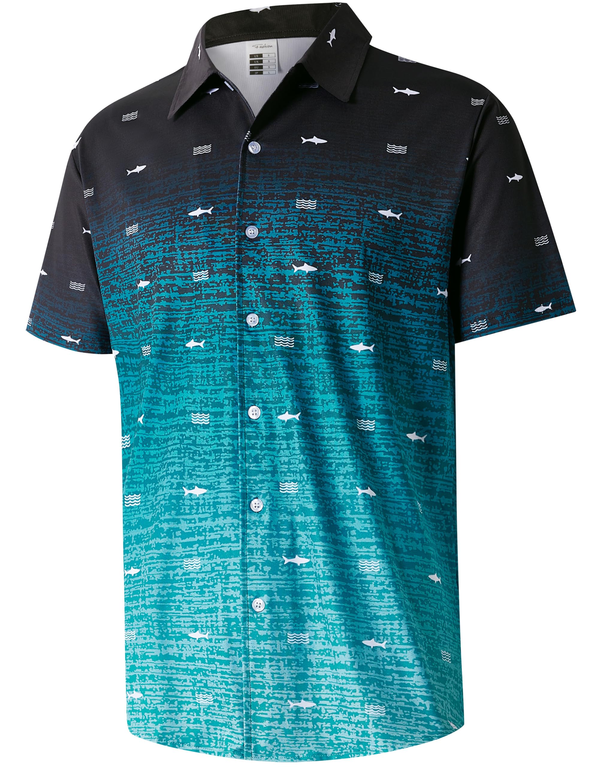 ELETOP Men's Hawaiian Shirt Summer Stretch Short Sleeve Tropical Beach Button Down Casual Shirt