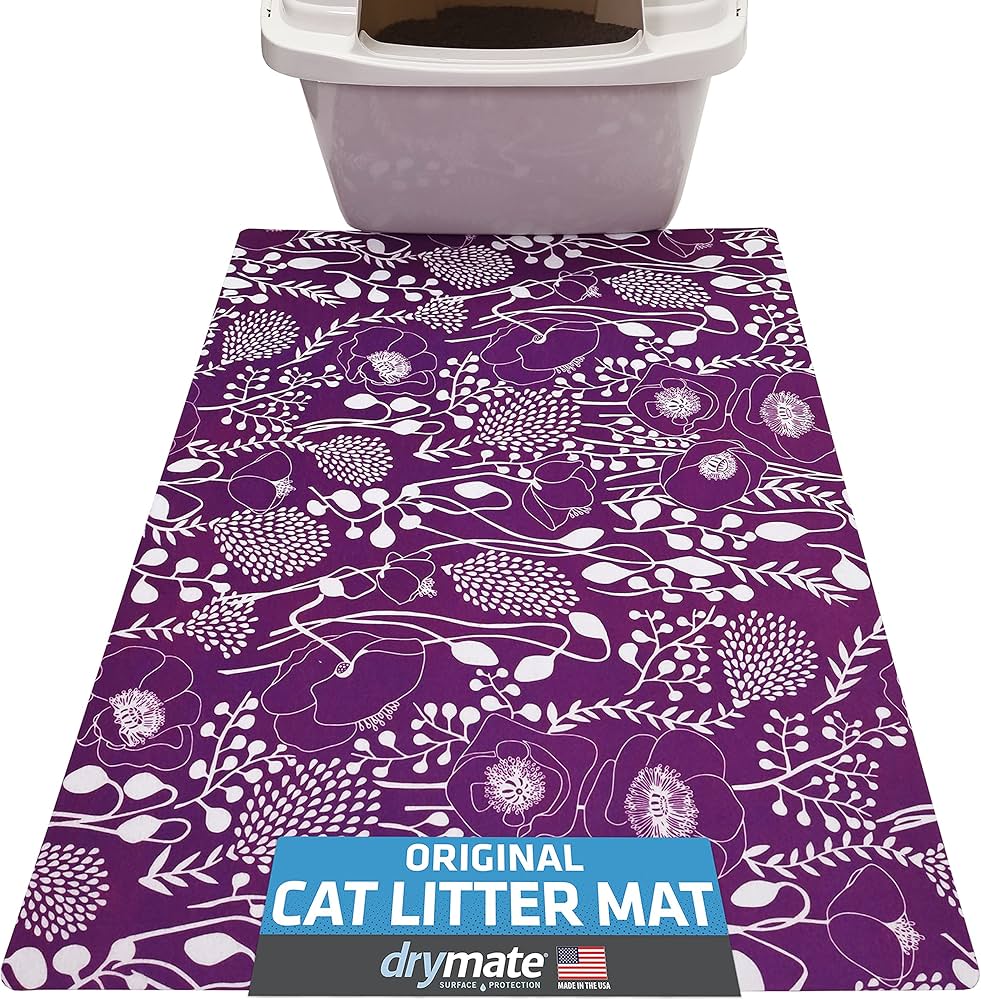Drymate Original Cat Litter Mat, Contains Mess from Box for Cleaner Floors, Urine-Proof, Soft on Kitty Paws -Absorbent/Waterproof- Machine Washable, Durable (USA Made) (20”x28”)(Good Medicine Plum)