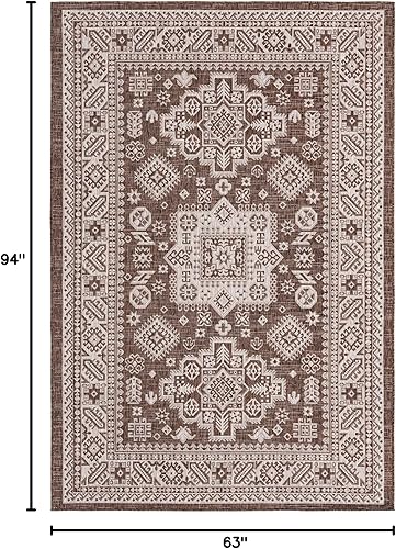 Miniatura 218 de Rugs.com Outdoor Aztec Collection Alfombra – 4 x 6 pies alfombra de tejido plano gris carbón perfecta para salas de estar, grandes comedores, planos