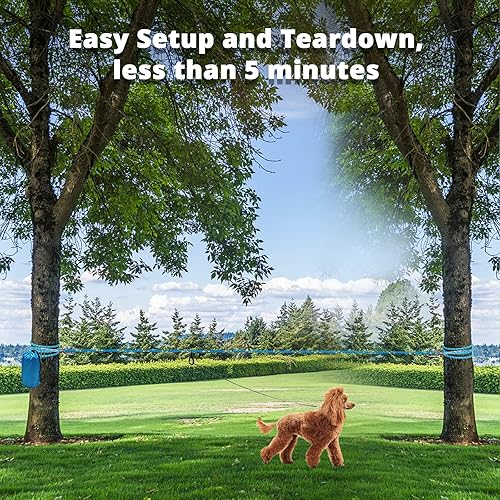 Miniatura 6 de Cable de amarre para perros para acampar  Sistema de carrito reflectante portátil de 50 pies75 pies100 pies para perros de hasta 300 libras  Plomo