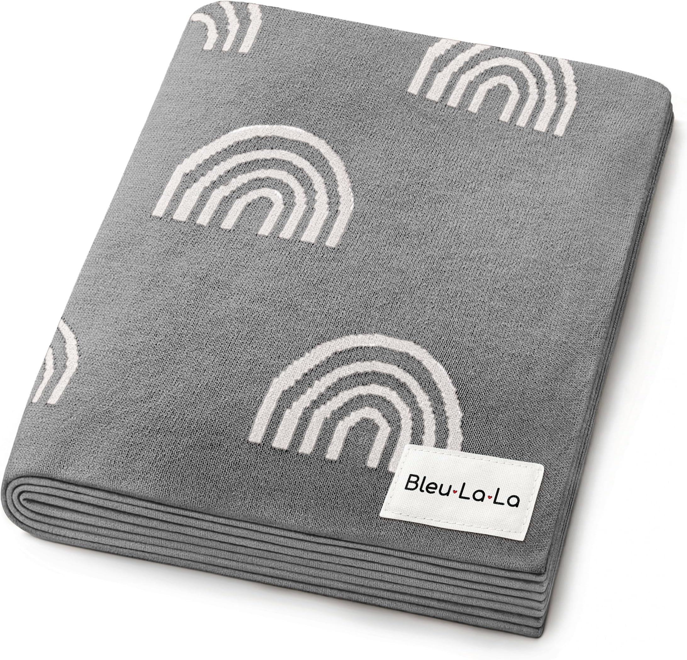 Gender Neutral Receiving Blanket 100% Cotton Buttery Soft Cozy Receiving Swaddle Crib Stroller Blanket for Shower Gift Registry for Newborns, Infants, Toddlers (Rainbow - Grey)
