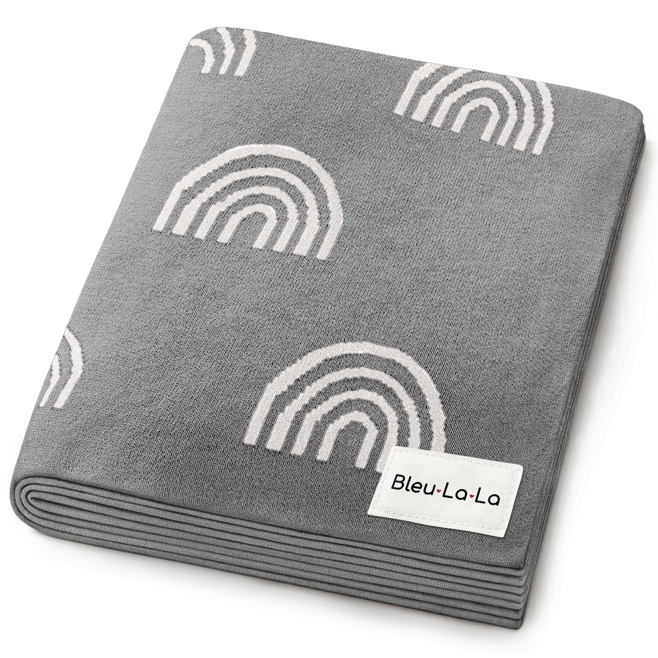 Gender Neutral Receiving Blanket 100% Cotton Buttery Soft Cozy Receiving Swaddle Crib Stroller Blanket for Shower Gift Registry for Newborns, Infants, Toddlers (Rainbow - Grey)