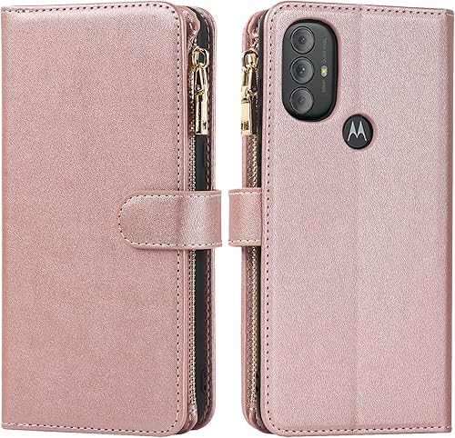 Miniatura 7 de Jaorty Funda para Motorola Moto G Pure (2021)Moto G Power (2022)Moto G Play (2023) Funda tipo cartera, 9 ranuras para tarjetas Collar cruzado