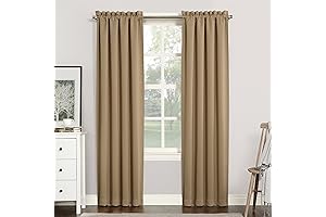 Sun Zero Easton Energy Saving Blackout Rod Pocket Curtain Panel - 40" x 95", Taupe