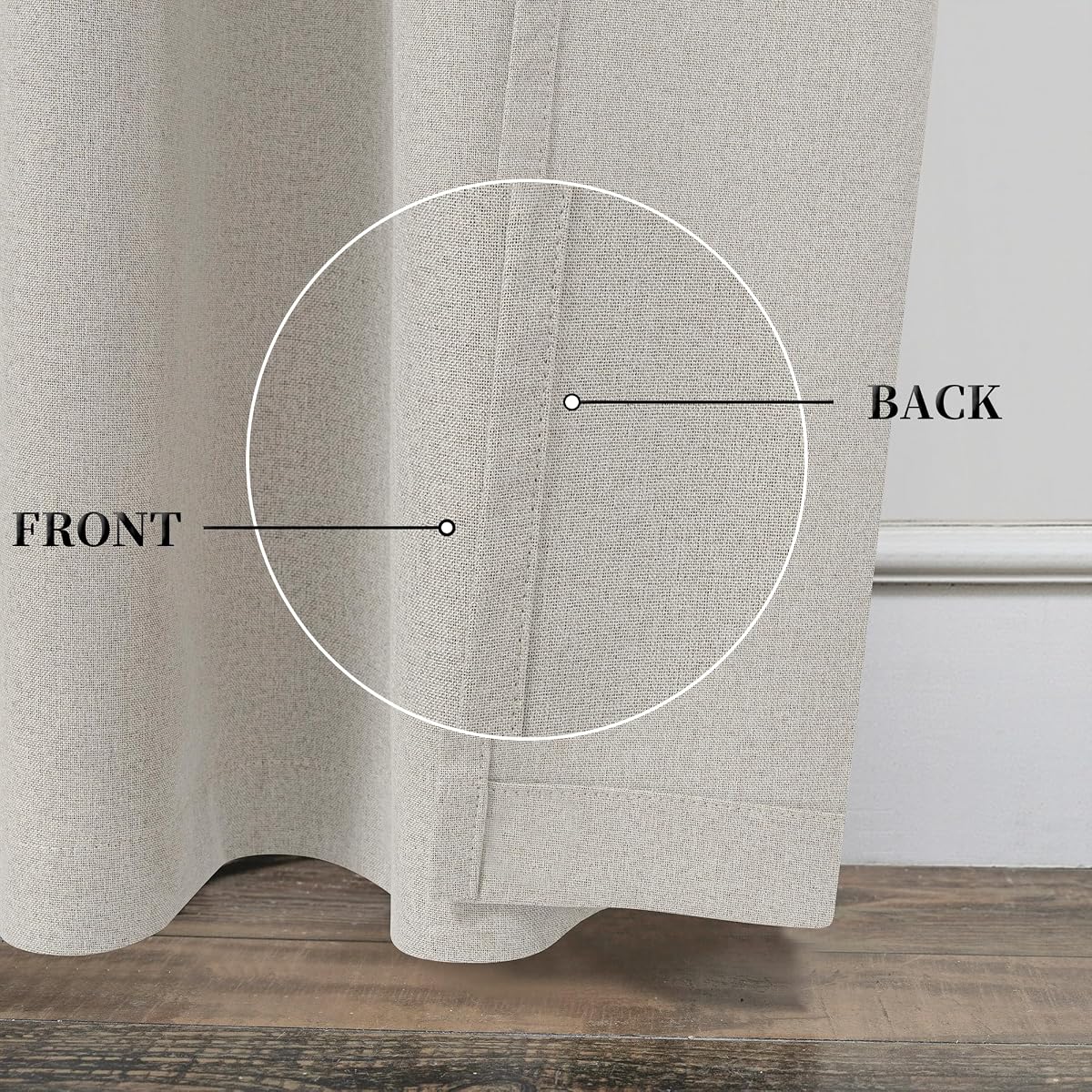 MIULEE 100% Blackout Linen Curtains for Bedroom 52x84 Inches Natural Beige view 4