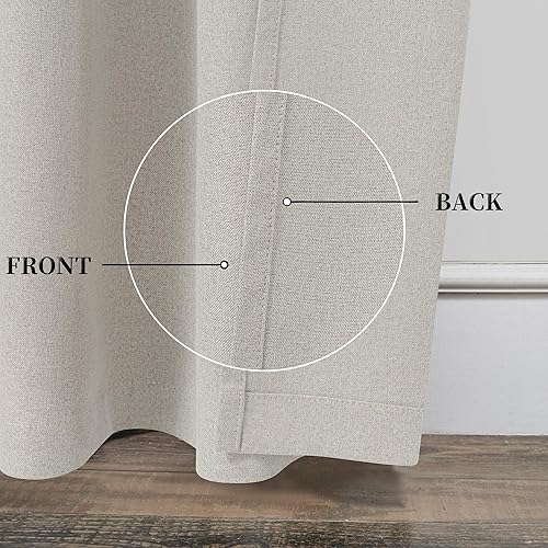 Miniatura 4 de Cortinas opacas extralargas de lino 108 pulgadas para dormitorio, cortinas texturizadas de arpillera con aislamiento térmico para ahorro de energía,