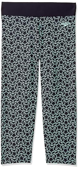 Speedo Boomstar Allover Printed Active Capri for Girls (Color: Truenavy/Green Glow)