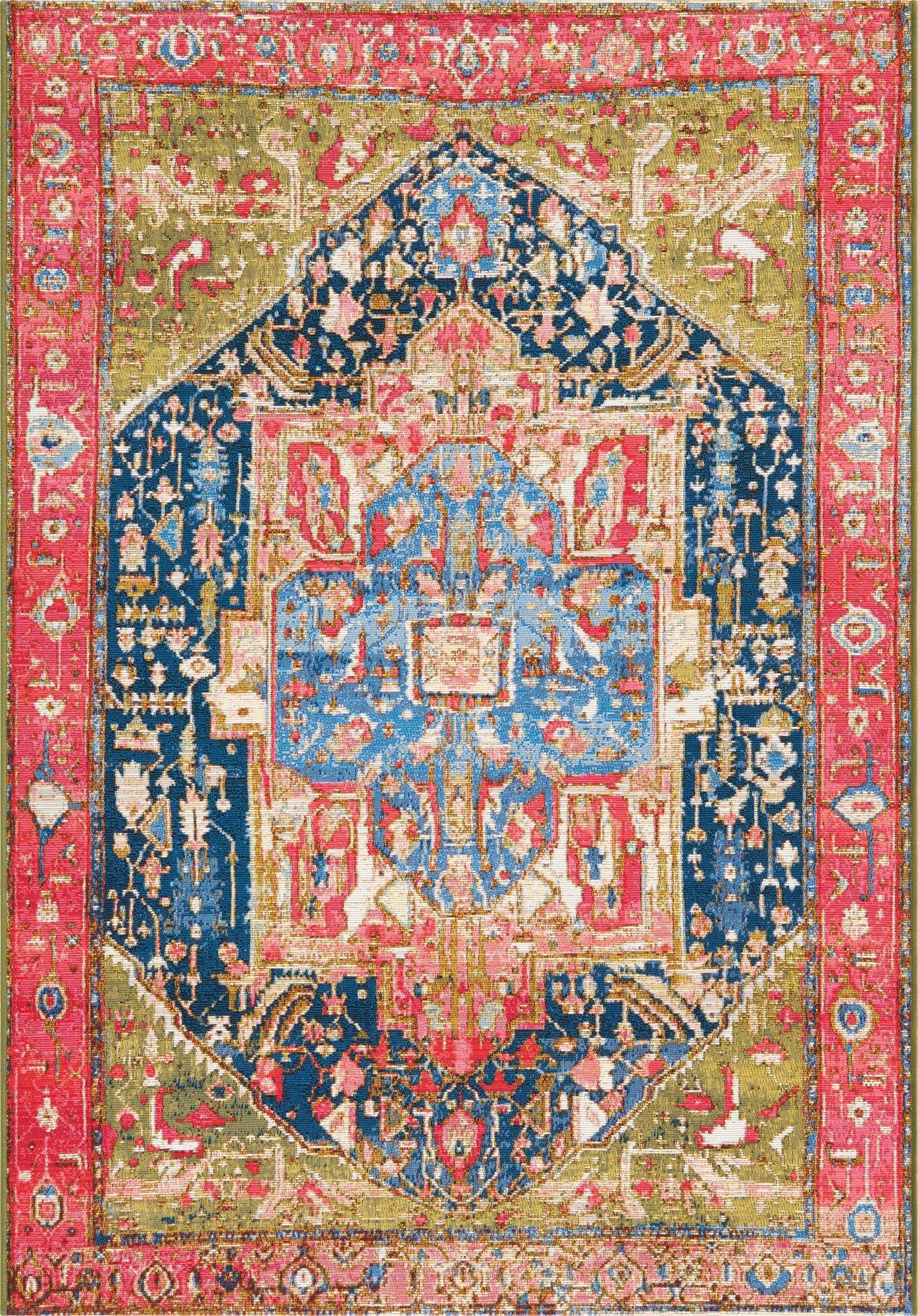 Unique Loom Outdoor Traditional Collection Area Rug - Limon (4' x 6' Rectangle, Multi/ Red)