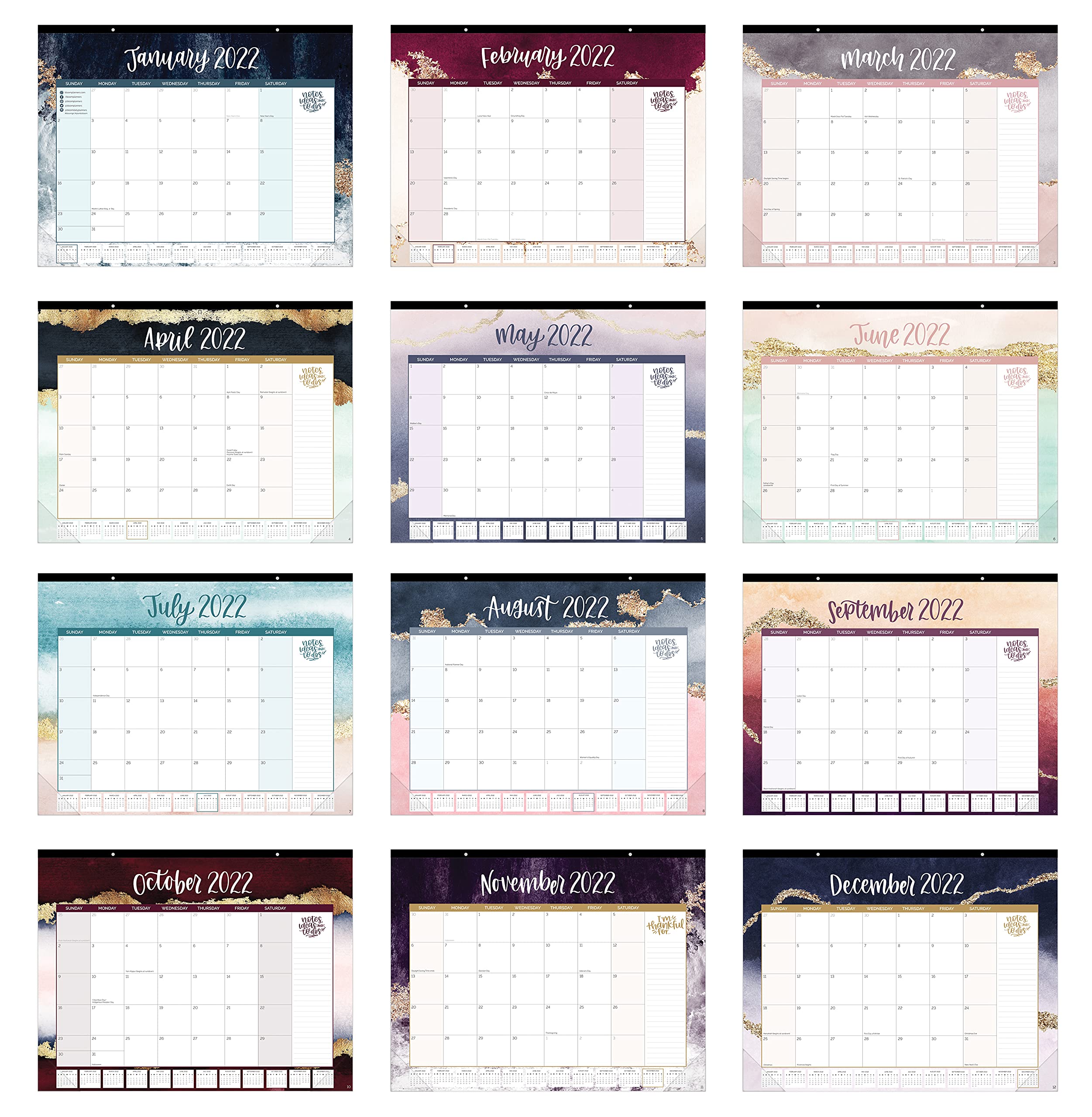 bloom daily planners 2022 Desk/Wall Calendar 21" x 16" Large Monthly